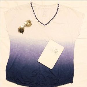 Sonoma Ombre fringe trim Tee Blouse